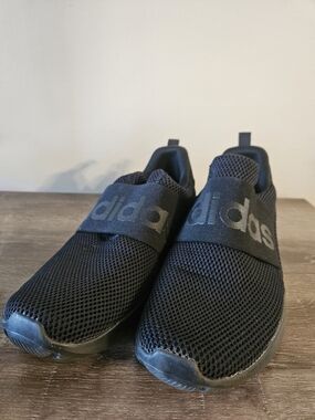 adidas Lite Racer Black Slip-On Mesh Sneakers with Logo Strap